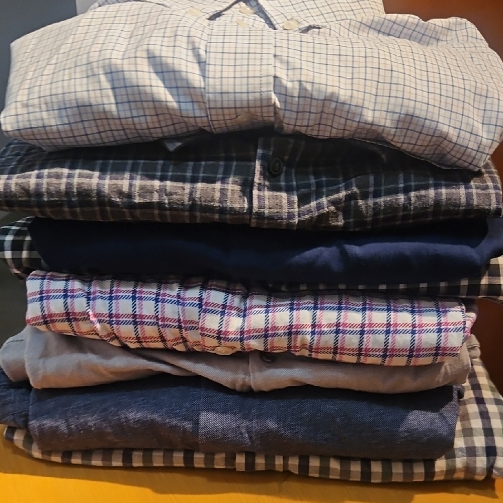 LOT Men's Multi-Color Checkered Shirt Collection 8pcs